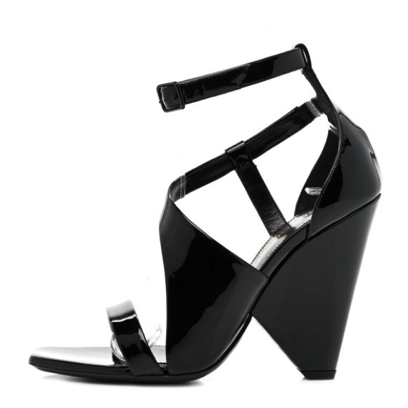 Saint Laurent Niki Black Patent Crossed Sandals (Sz. 40) - Picture 3 of 8